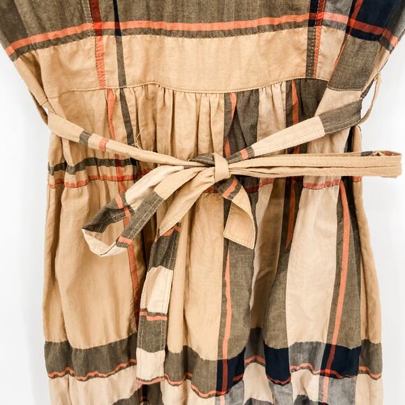 Burberry Dress Shirt Plaid Classic Nova Check Tan Brown US 2 Summer Print Black - Picture 14 of 14